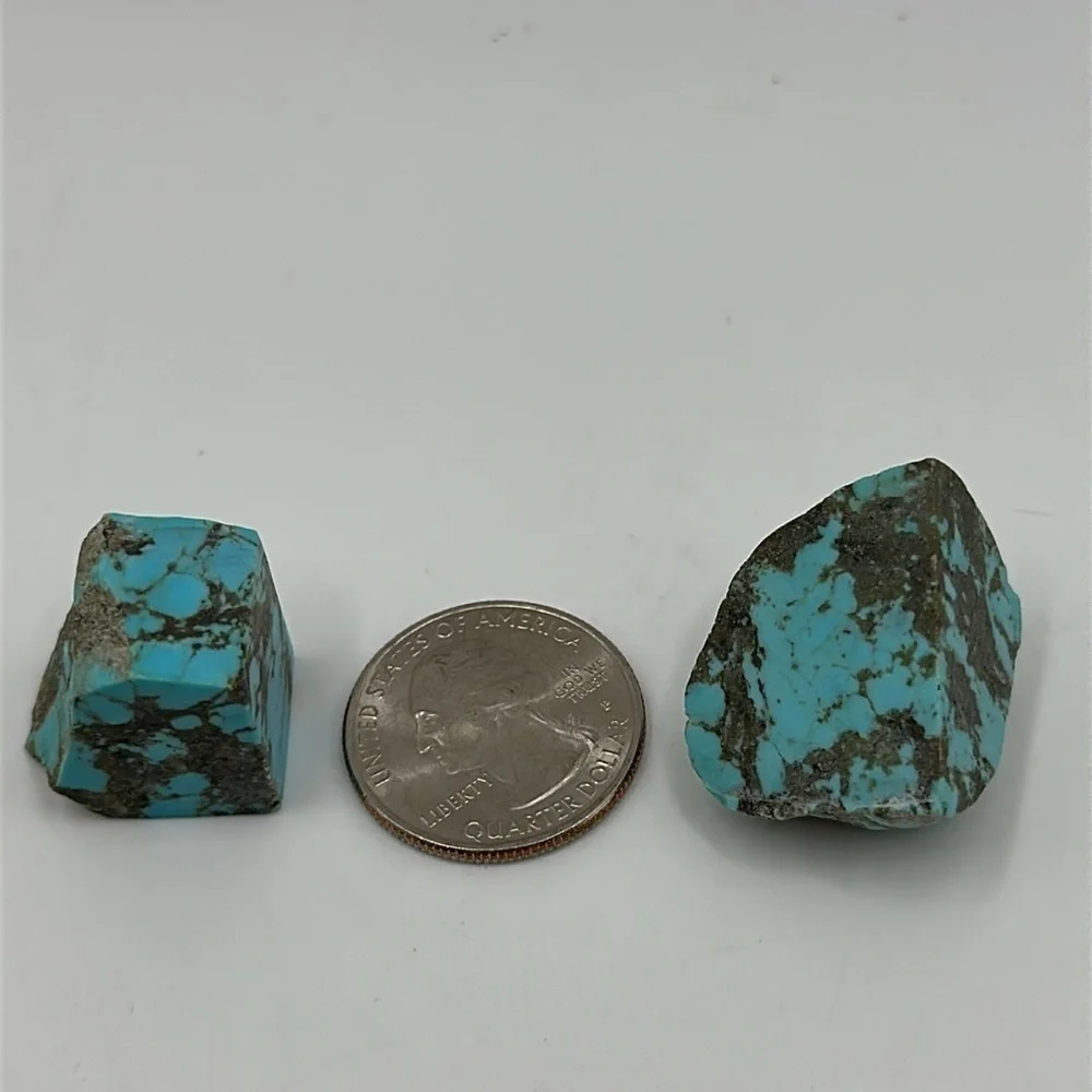 2 Natural Turquoise nuggets stones rocks .  Jewelry making